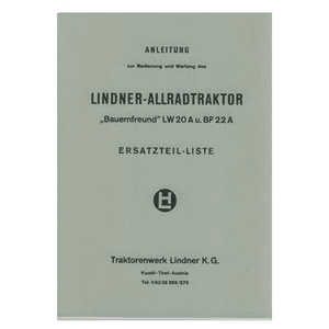 Lindner LW 20A und BF 22A, (Allrad) Betriebsanleitung und Ersatzteilkatalog