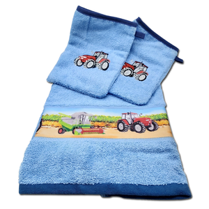 Traktor Handtuch-Set 3-teilig blau